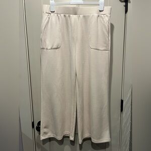 Cable & Gauge Women's Super Soft Wide Leg Pants Off White Size XL